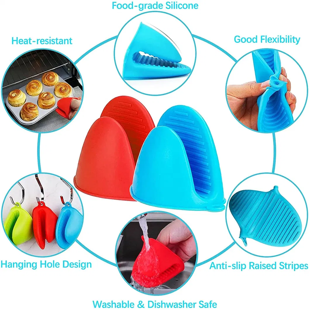 Mini Silicone Oven Mitts, BBQ Gloves, Oven Gloves Heat Insulation Cooking Pinch Mitts Potholder for Outdoor and Kitchen Cooking & Baking