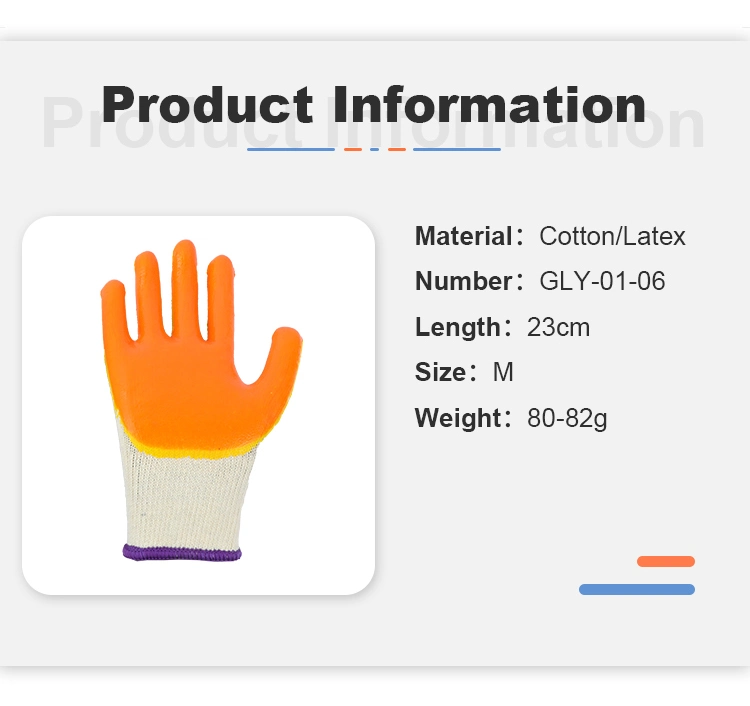 Factory Direct Cotton Gloves Smooth Latex Rubber Palm Coated Rough Grip Safety Working Gloves