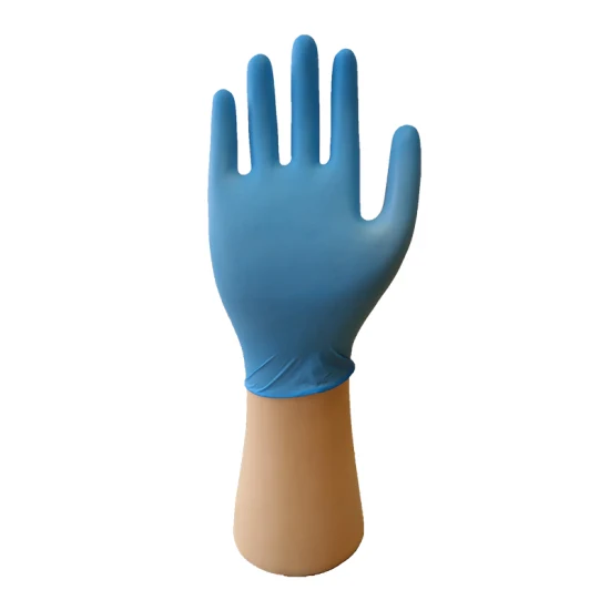 Gants d'examen bleus jetables médicaux sans poudre d'approvisionnement médical, gants en nitrile