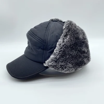 Gorros – casquette de trappeur de chasse 100% velours côtelé, Patch en cuir personnalisé, Style russe, Ushanka, hiver, 5 panneaux, chapeau, oreillettes, vente en gros