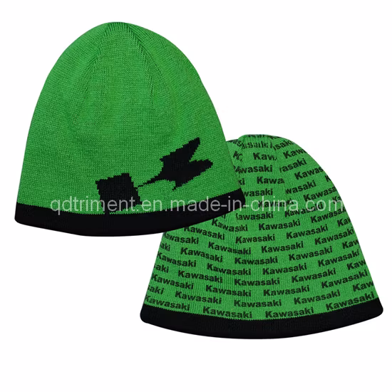 Bonnet tricoté en jacquard d'hiver en acrylique, vente en gros, avec POM